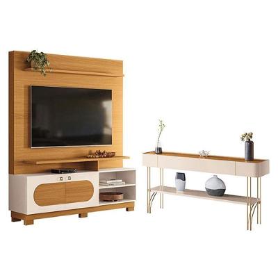 Estante Home Theater Axis Cinamomo Off White Com Aparador Vivant Off White Cinamomo - Hb Móveis