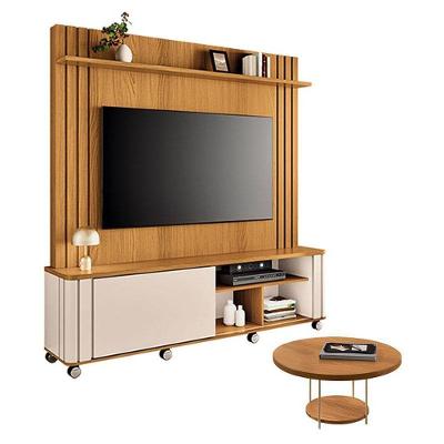 Estante Home Theater Trinus Cinamomo Off White Com Mesa De Centro Sky Cinamomo - Hb Móveis
