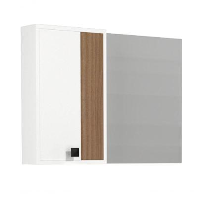 Armário Espelheira para Banheiro Beirute MDF 80CM Branco Jequitiba