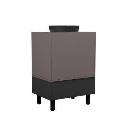 Gabinete para Banheiro Jessé de Chão MDF 60 cm Preto com Tampo e Cuba