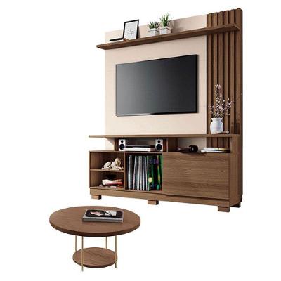 Estante Home Theater Artheo Castanho Off White Com Mesa De Centro Sky Castanho - Hb Móveis