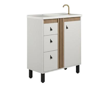 Gabinete para Banheiro Samir de Chão MDF 80CM Branco Jequitibá com Gavetas