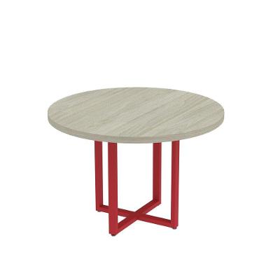 Mesa Reunião Redonda 1100pe40tub Castanheira Natural/vermelho