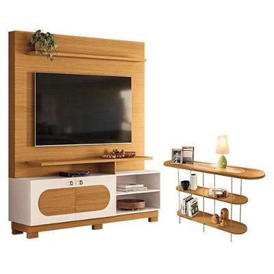 Estante Home Theater Axis Cinamomo Off White Com Aparador Infinity Cinamomo - Hb Móveis