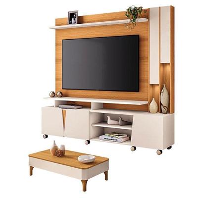 Estante Home Theater Virtus Cinamomo Off White Com Mesa De Centro Liz Off White Cinamomo - Hb Móveis