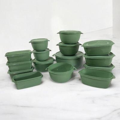 Kit 15 Potes Herméticos De Plástico Com Tampa – Empilháveis E Ultra Resistentes Para Alimentos Verde Olivia