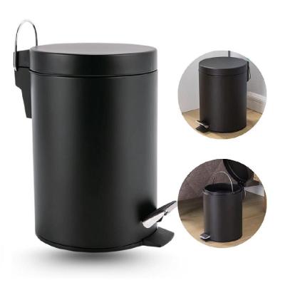 Lixeira Preta Inox 3 Litros Com Pedal Cesto Lixo Removivel Banheiro Cozinha Consultorio Multiuso Black 3l Luxo