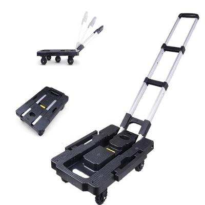 Carrinho De Carga Plataforma Em Aluminio De Mao Dobravel Para Compras 150kg Articulavel 5 Rodas Premium