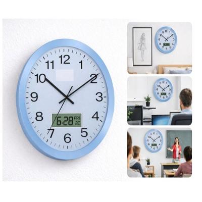 Relogio Azul Analogico Parede Calendario Termometro Digital Despertador Escritorio Sala Luxo