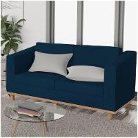 Kit Sofá 2 Lugares e 2 Poltronas Europa Suede Azul Marinho - 6