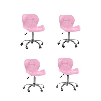 Kit 4 Cadeiras Office Eiffel Slim Ajustável Oficial Rosa