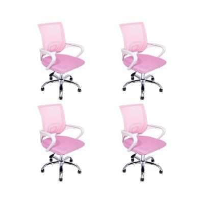 Kit 4 Cadeiras De Escritório Begonia Esrgonômico Rosa