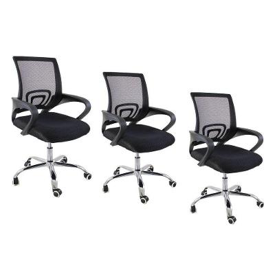 Kit 3 Cadeiras Escritório Oficial Begônia Ergonômico Preto