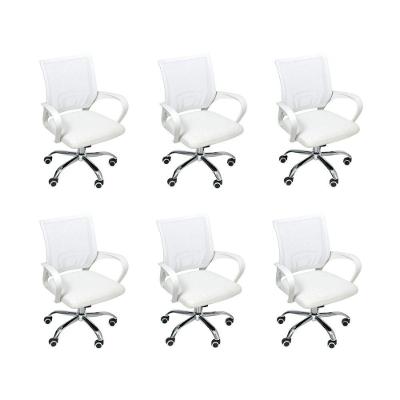 Kit 6 Cadeiras Escritório Oficial Begônia Ergonômico Branco