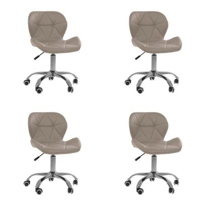 Kit 4 Cadeiras Office Eiffel Slim Ajustável Oficial Bege