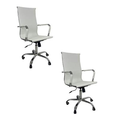 Kit 2 Cadeiras De Escritório Giratória Ergonômica Branco