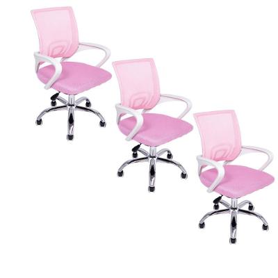 Kit 3 Cadeiras De Escritório  Begonia  Ergonômica Rosa