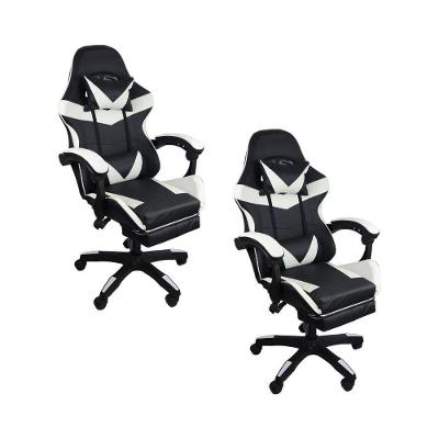 Kit 2 Cadeiras Gamer Stillus Oficial Apoio De Pés Preta - Branca