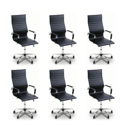 Kit 6 Cadeiras De Escritório Esteirinha Ergonomia Alta Preto
