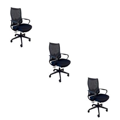 Kit 3 Cadeiras De Escritório Presidente  Verona Sem Apoio