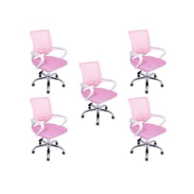 Kit 5 Cadeiras De Escritório  Begonia  Ergonômica Rosa
