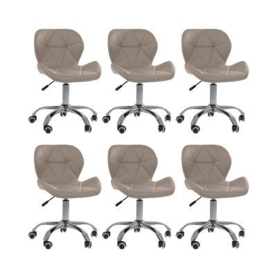 Kit 6 Cadeiras Office Eiffel Slim Ajustável Oficial Bege