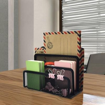 Organizador Mesa Escritorio Suporte Porta Treco Documento Envelope Livro Papeis Carta 3 Divisorias Metal Aramado Multifu