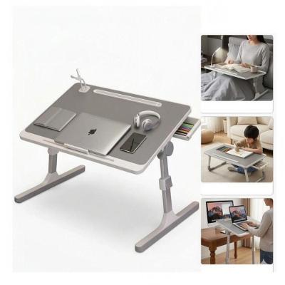 Mesa Notebook Articulada Com Ventilador Luminaria Suporte Mesinha Sofa Cama Aluminio Madeira Ajustavel Gaveta Dobravel T