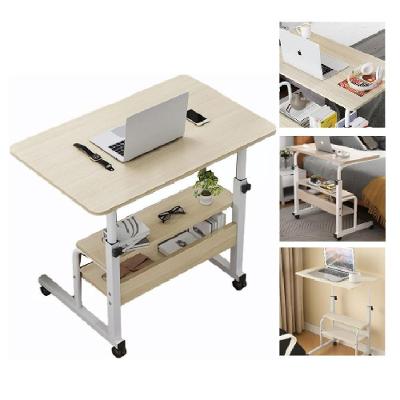 Mesa Notebook Ajustavel 2 Prateleiras Escrivaninha Mesinha Rodinhas Multiuso Estudos Home Office Marfim