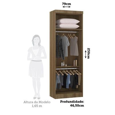 Guarda Roupa Veneza 2 Portas Bater Avelã Cinza