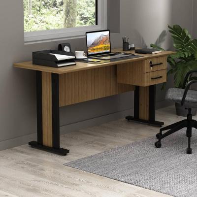 Escrivaninha Mesa Escritório 160cm Com Chave E 2 Gavetas Flex Multimóveis Cr25340 Amêndoa