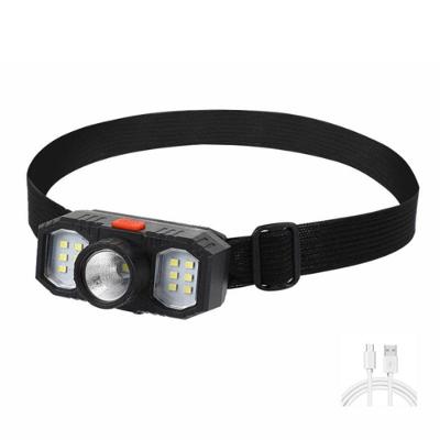 Lanterna De Cabeca Triplo Led Recarregavel Usb 3 Lampadas Farol Capacete Trilha Camping Multiuso Potente