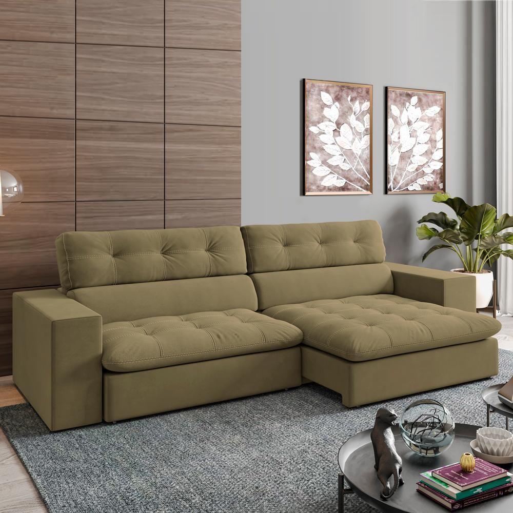Sofa Retratil E Reclinavel 3 Lugares 246 Cm Eldorado Sl 945 Veludo Moll Sl 945 - 3