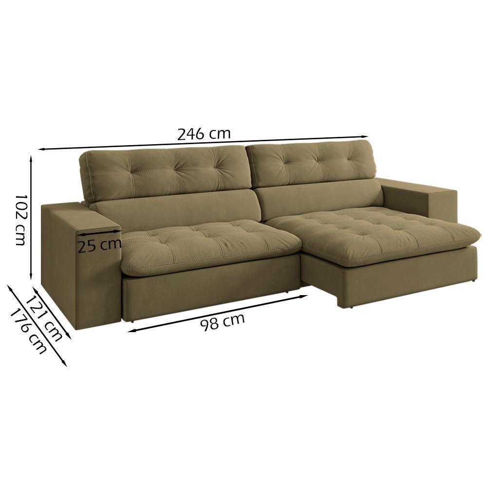 Sofa Retratil E Reclinavel 3 Lugares 246 Cm Eldorado Sl 945 Veludo Moll Sl 945 - 8