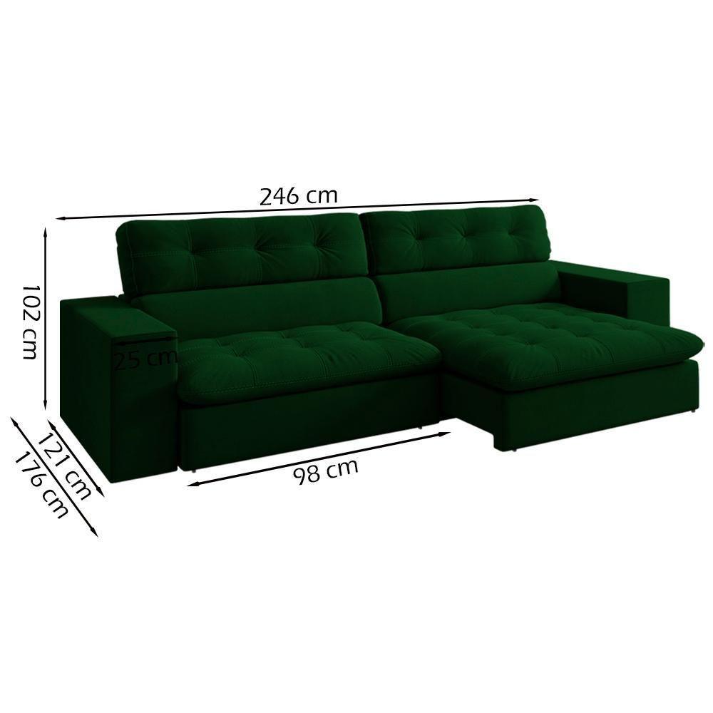 Sofa Retratil E Reclinavel 3 Lugares 246 Cm Eldorado Sl 947 Veludo Moll Sl 947 - 8