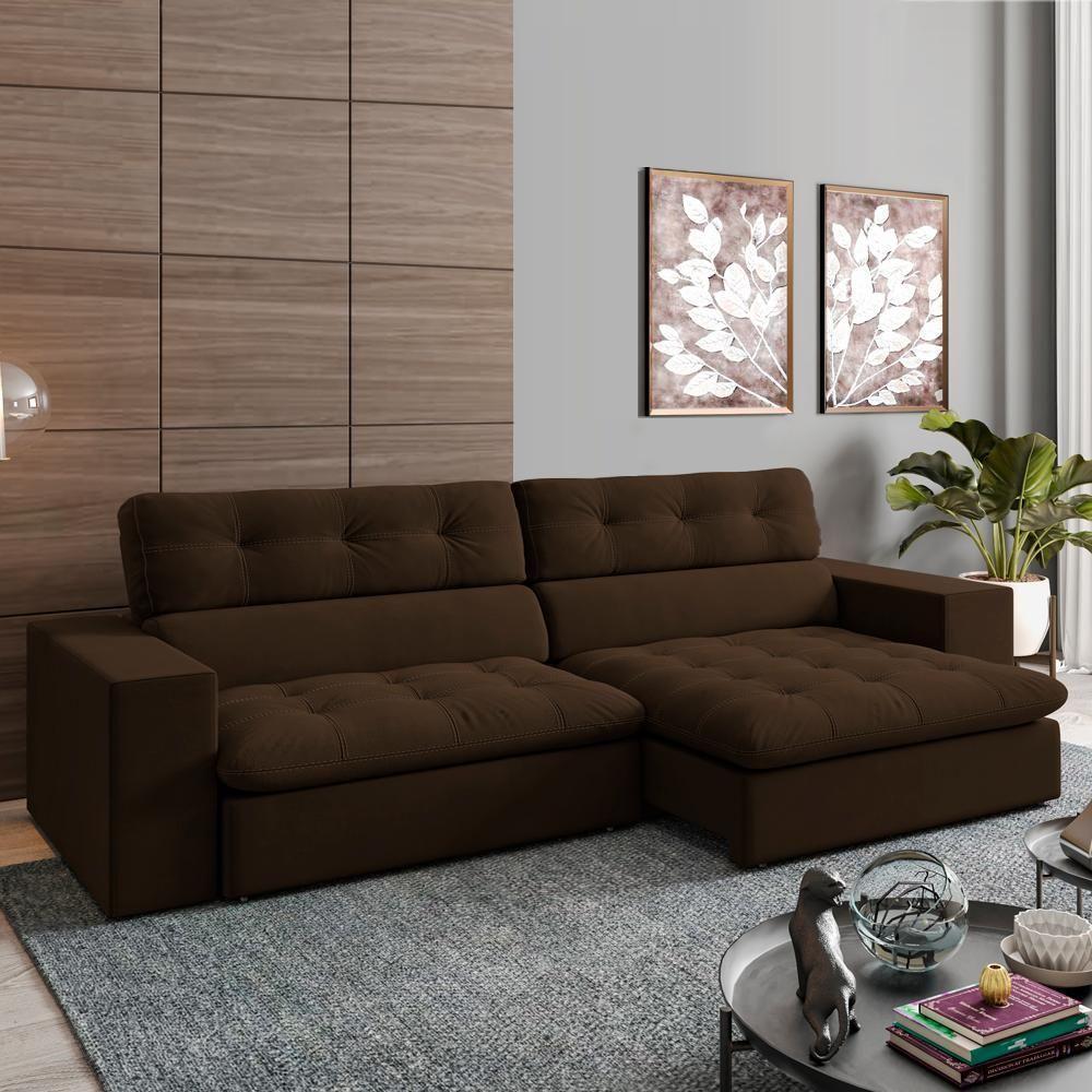 Sofa Retratil E Reclinavel 3 Lugares 246 Cm Eldorado Sl 942 Veludo Moll Sl 942 - 10