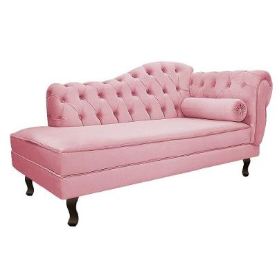 Recamier Diana 160cm Lado Esquerdo Suede Rosa Bebê