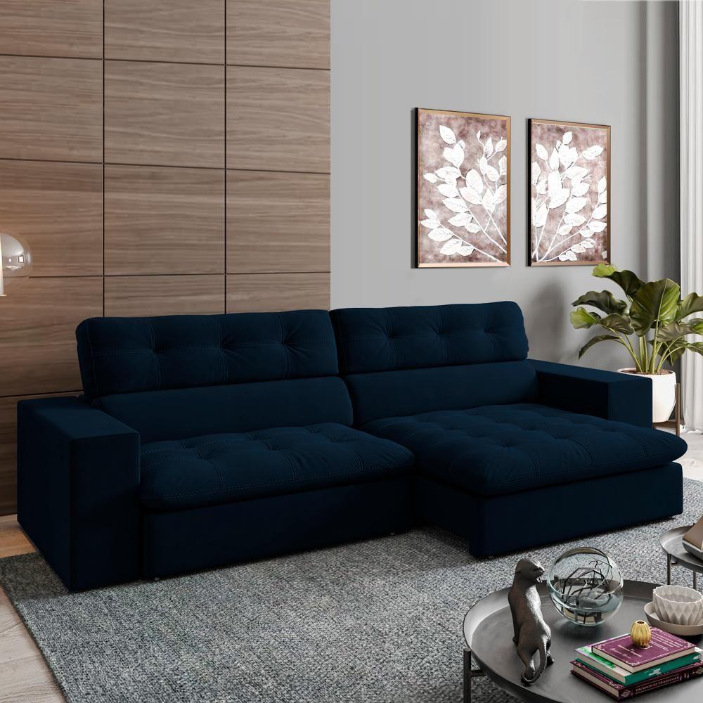 Sofa Retratil E Reclinavel 3 Lugares 246 Cm Eldorado Sl 948 Veludo Moll Sl 948 - 3