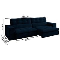 Sofa Retratil E Reclinavel 3 Lugares 246 Cm Eldorado Sl 948 Veludo Moll Sl 948 - 8