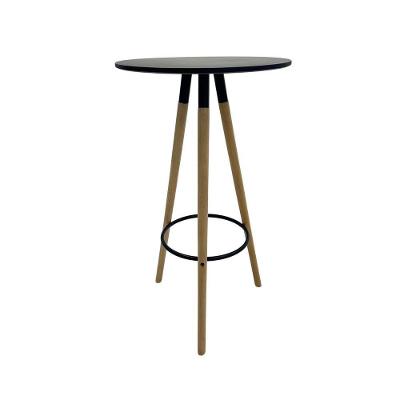Mesa Bistrô Eiffel 60cm Preta Base Madeira Alta Preto