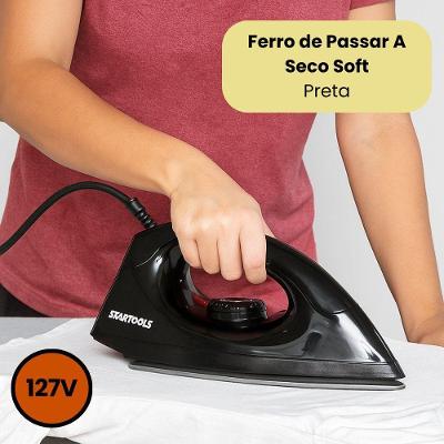 Ferro de Passar Seco Startools Soft 1000W Base Antiaderente Preta 110V