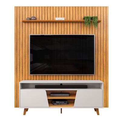 Painel Tv 75 Pol Ripado 223cm E Bancada Elaine D04 Cedro/bal - Mpozenato