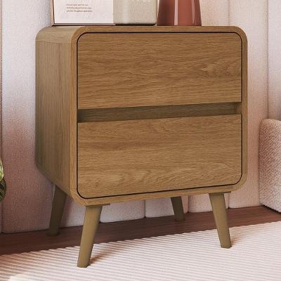Mesa Cabeceira Quarto 47cm 2 Gavetas Nuvia Castanho C06 - Mpozenato