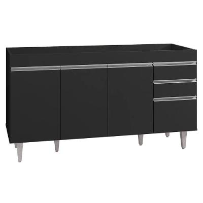 Balcão Gabinete Para Pia Sem Tampo 150cm Marrocos Preto - Lumil