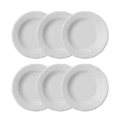 Jogo 6 Pratos Fundos Pomerode Brancos 24 Cm Porcelana Schmidt