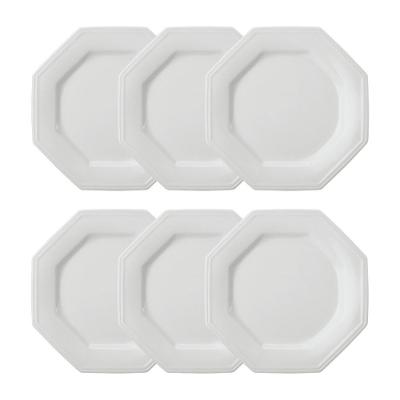 Jogo 6 Pratos Rasos Prisma Brancos 28 Cm Porcelana Schmidt