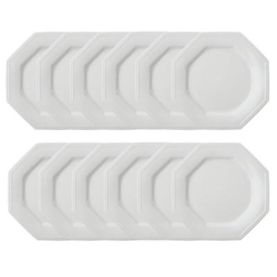 Jogo 12 Pratos Rasos Prisma Brancos 28 Cm Porcelana Schmidt