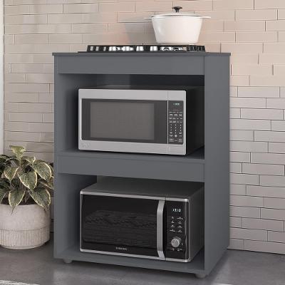 Balcão Para Cooktop E Forno Microondas 75cm Adriana Cinza - Ajl Móveis