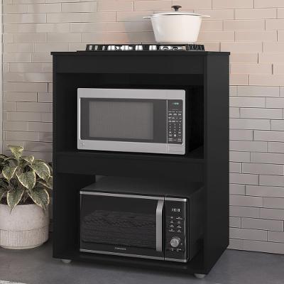 Balcão Para Cooktop E Forno Microondas 75cm Adriana Preto - Ajl Móveis
