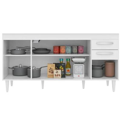 Balcão Gabinete áustria 160cm Sem Tampo 4 Portas 2 Gavetas Branco - Lumil Móveis